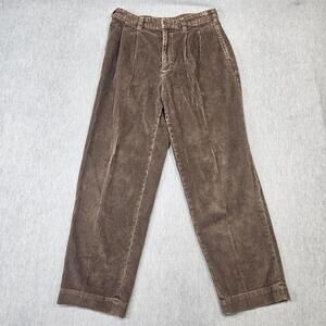 Vintage Abercrombie & Fitch Pants Mens 32x30 Brown Corduroy Chino Pleated
